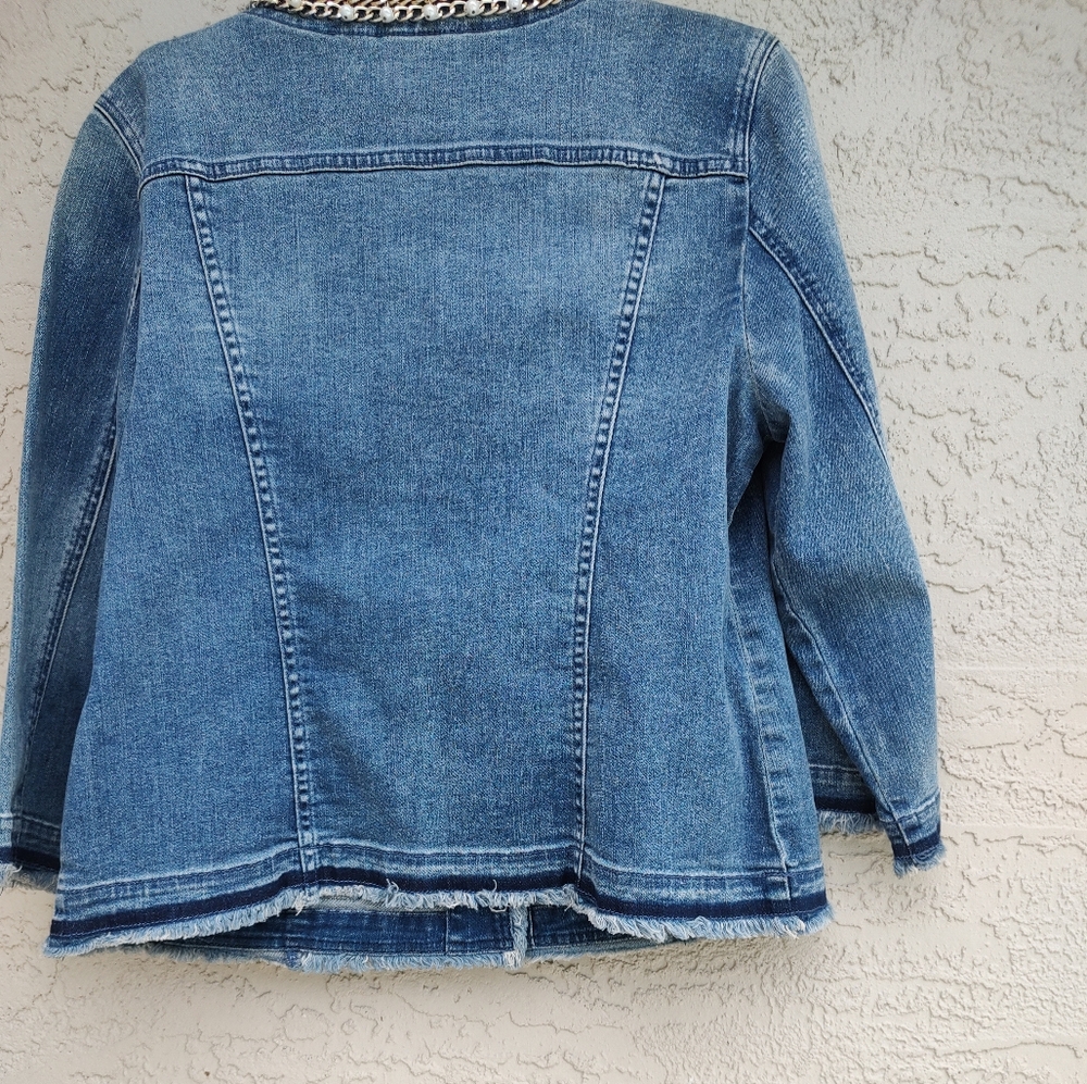Chicos chain and pearl jean jacket - Picture 4 of 5